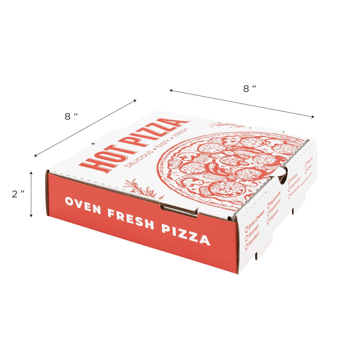 Karat Corrugated Pizza Box, 8''x8''x2'', Generic Print — 50 ct — product photo 5