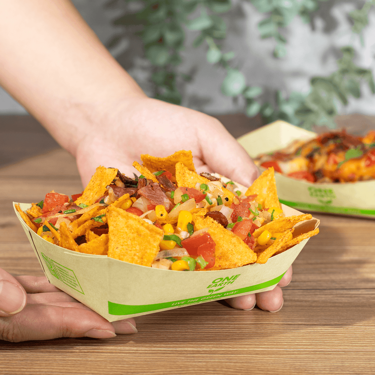 Karat Earth 1.0 lb Bamboo Natural Food Tray, Generic Print — 1,000 pcs — product photo 3