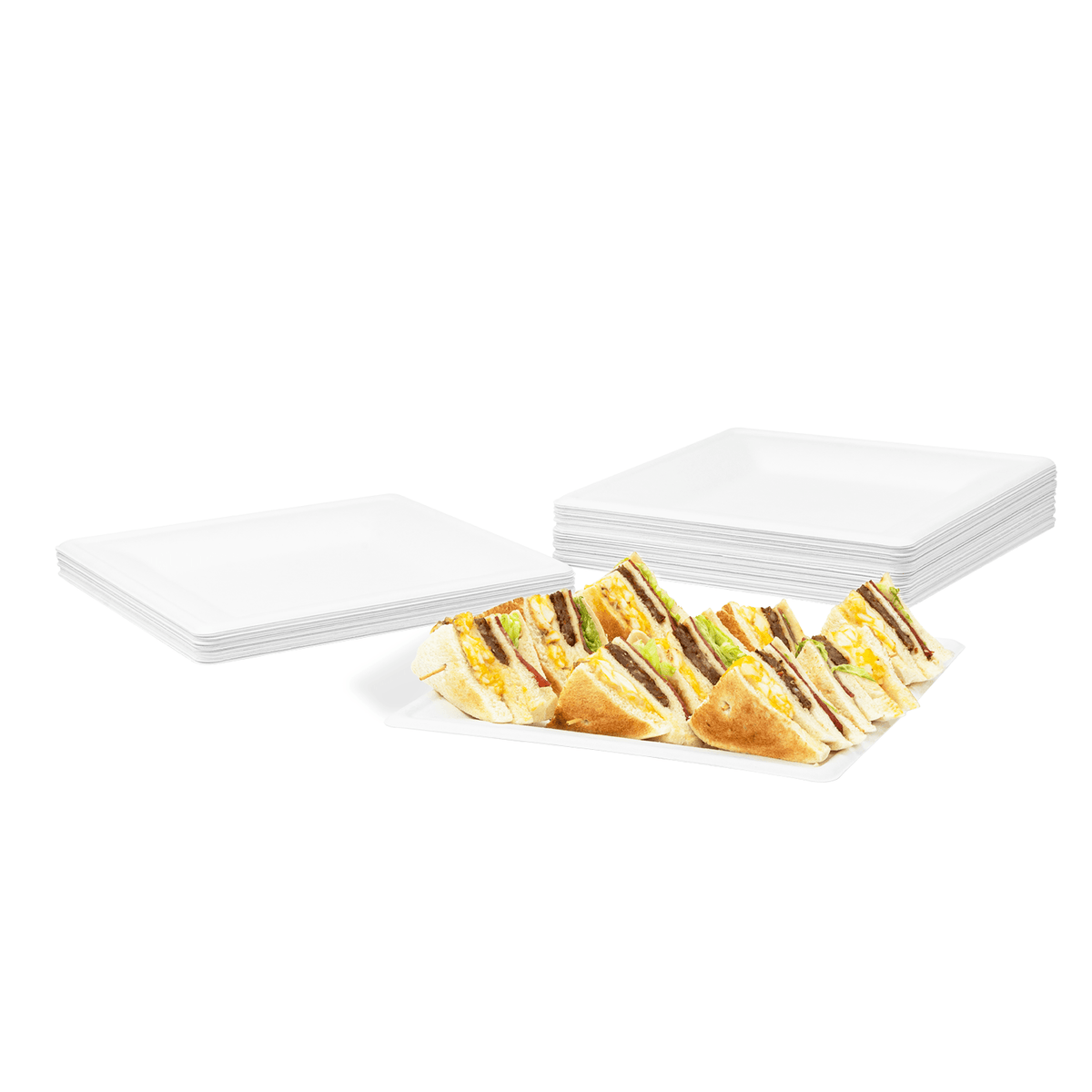 Karat Earth 10”x 10” Molded Fiber Square Plates, PFAS Free, White — 500 pcs — product photo 2
