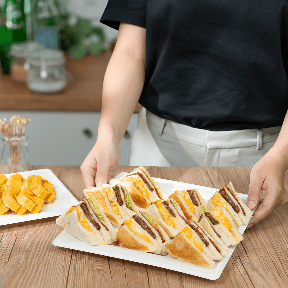 Karat Earth 10”x 10” Molded Fiber Square Plates, PFAS Free, White — 500 pcs — product photo 3
