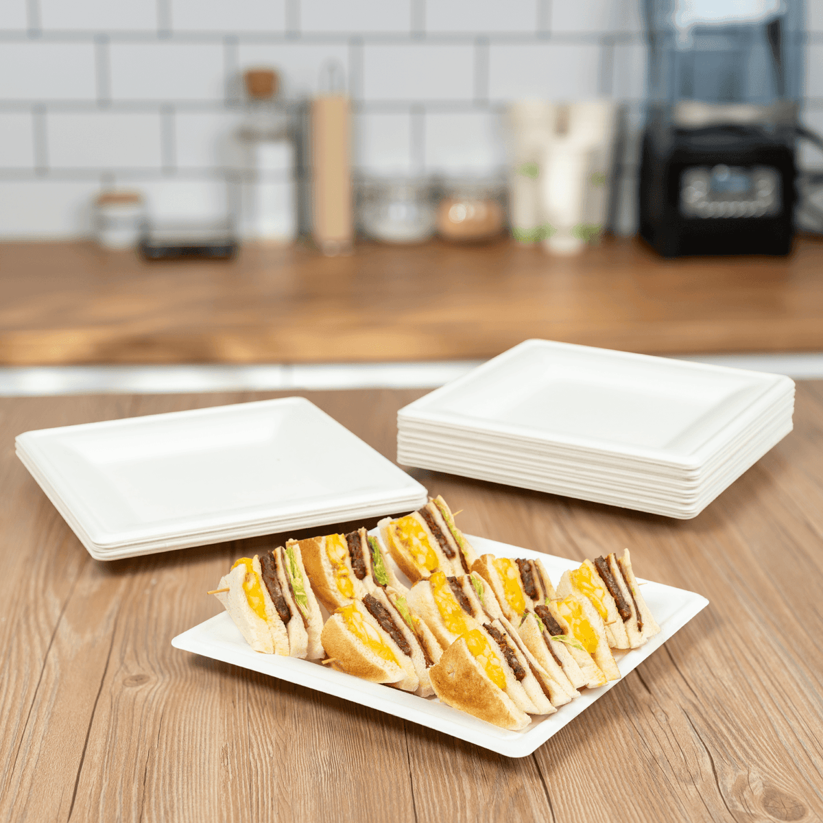 Karat Earth 10”x 10” Molded Fiber Square Plates, PFAS Free, White — 500 pcs — product photo 4