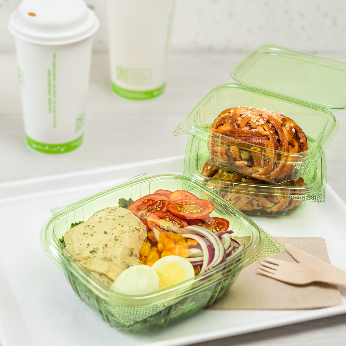 Karat Earth 12oz PLA Hinged Deli Container, Green — 200 pcs — product photo 3