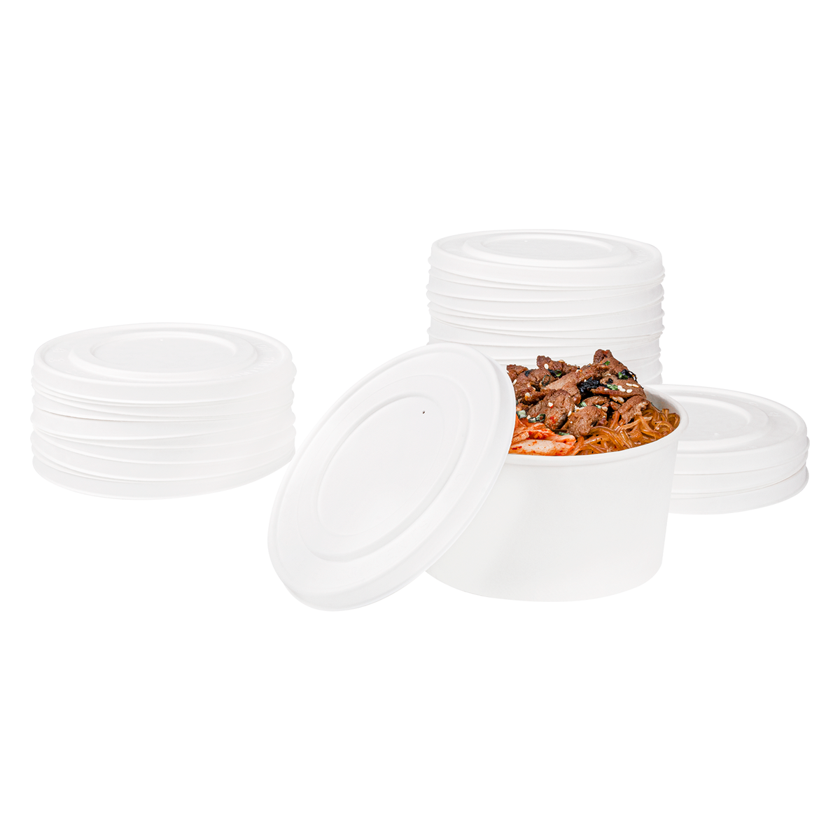 Karat Earth 142mm Compostable Fiber Paper Flat lid for 24-32 oz Paper Food Container — 600 pcs — product photo 2