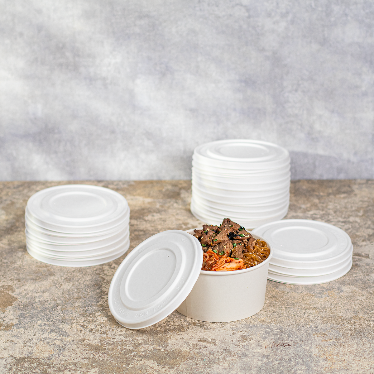 Karat Earth 142mm Compostable Fiber Paper Flat lid for 24-32 oz Paper Food Container — 600 pcs — product photo 4