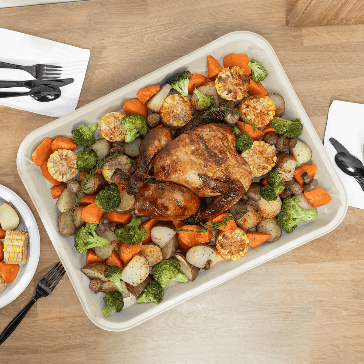 Karat Earth 14”x18” PFAS free Bagasse Serving Tray, Rectangular — 100 pcs — product photo 4