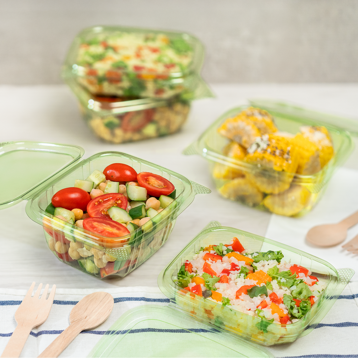 Karat Earth 16oz PLA Hinged Deli Container, Green — 200 pcs — product photo 3