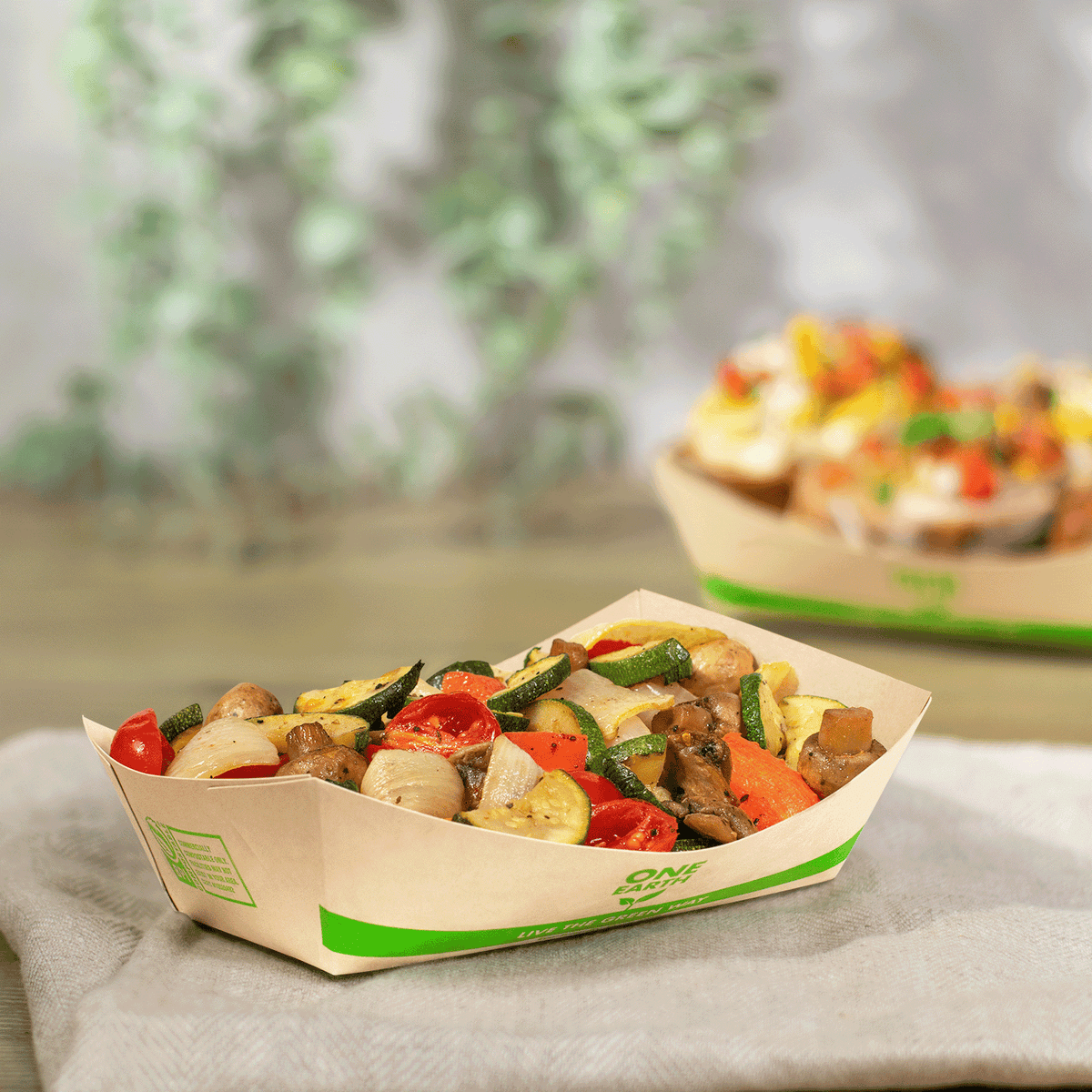 Karat Earth 2.5 lb Bamboo Natural Food Tray, Generic Print — 500 pcs