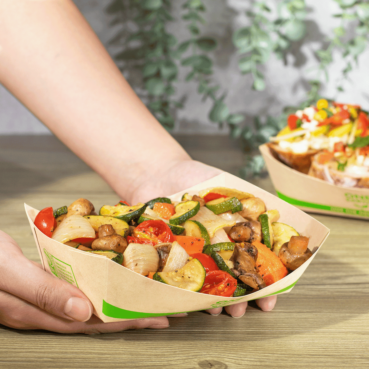 Karat Earth 2.5 lb Bamboo Natural Food Tray, Generic Print — 500 pcs — product photo 3