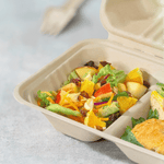 Karat Earth 2 Compartments, 9''x6'' Molded Fiber Hinged Containers, PFAS Free, Natural — 200 pc — product photo 4