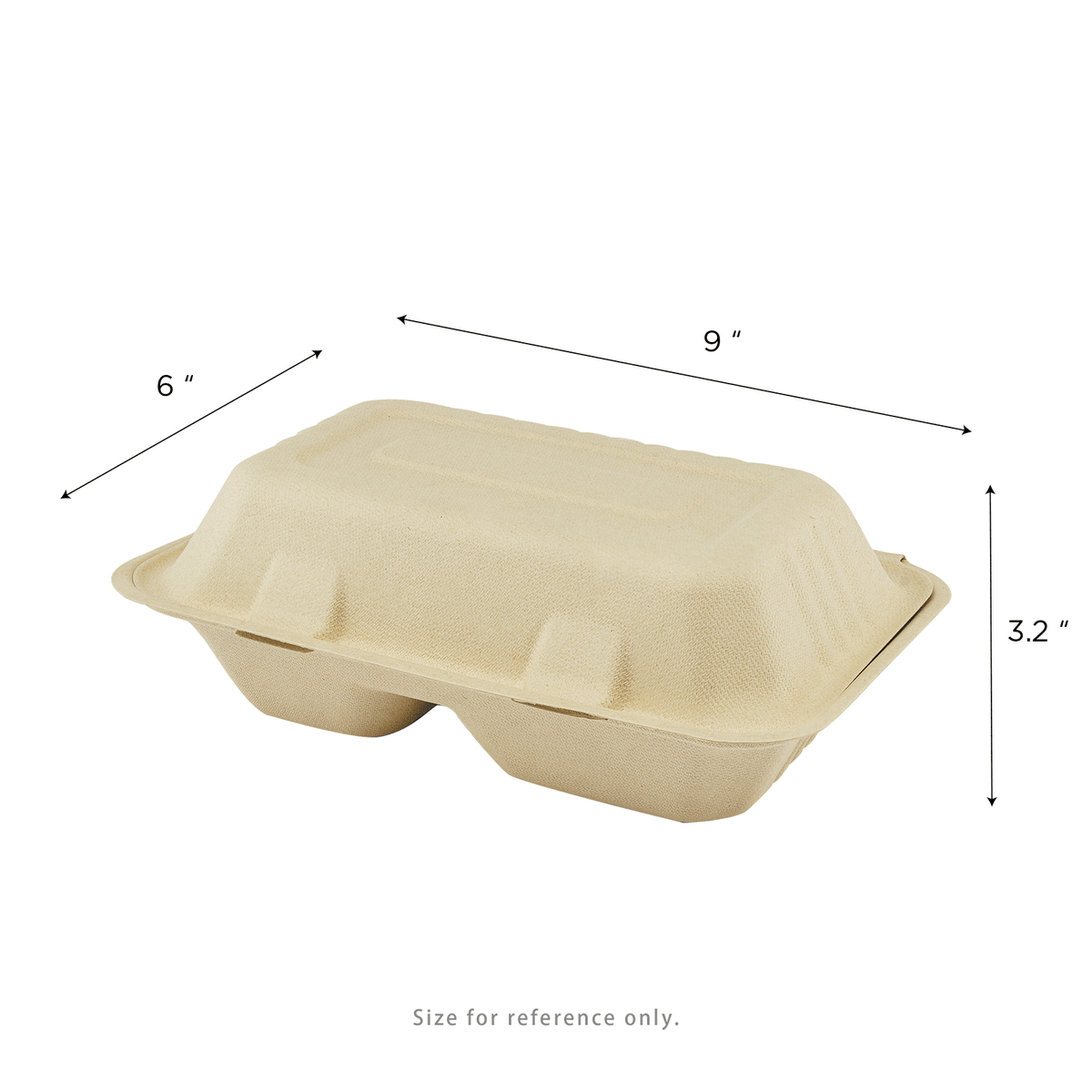 Karat Earth 2 Compartments, 9''x6'' Molded Fiber Hinged Containers, PFAS Free, Natural — 200 pc — product photo 5
