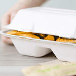 Karat Earth 2 Compartments, 9''x6'' Molded Fiber Hinged Containers, PFAS Free, White — 200 pc — product photo 3