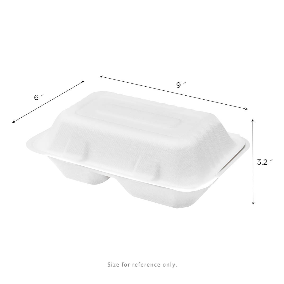Karat Earth 2 Compartments, 9''x6'' Molded Fiber Hinged Containers, PFAS Free, White — 200 pc — product photo 5
