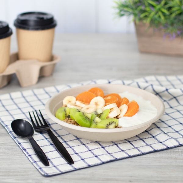 Karat Earth 24oz Molded Fiber Round Bowl, PFAS Free, Natural — 500 pcs