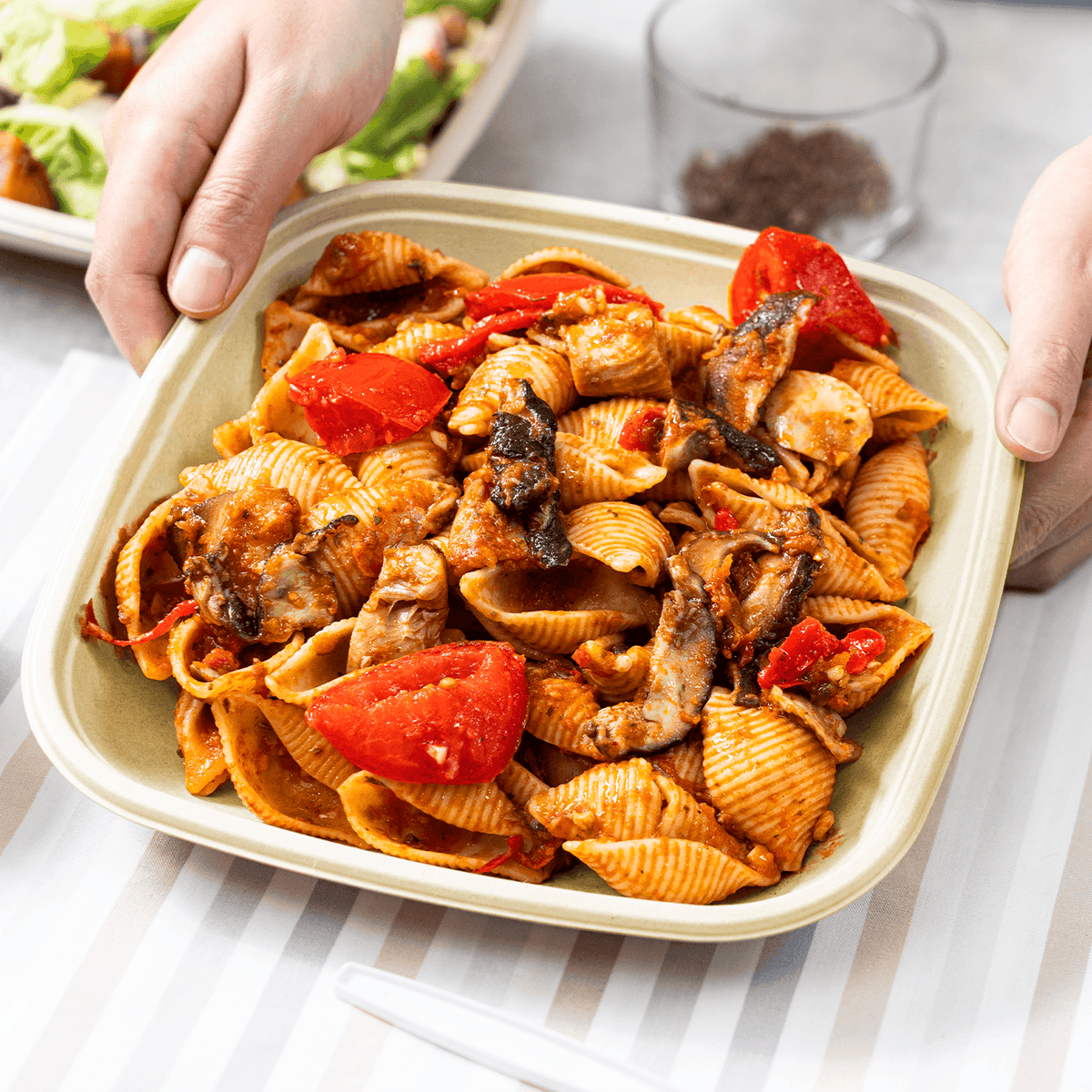 Karat Earth 24oz Molded Fiber Square Bowl, PFAS Free Containers, Natural — 300 pcs — product photo 3