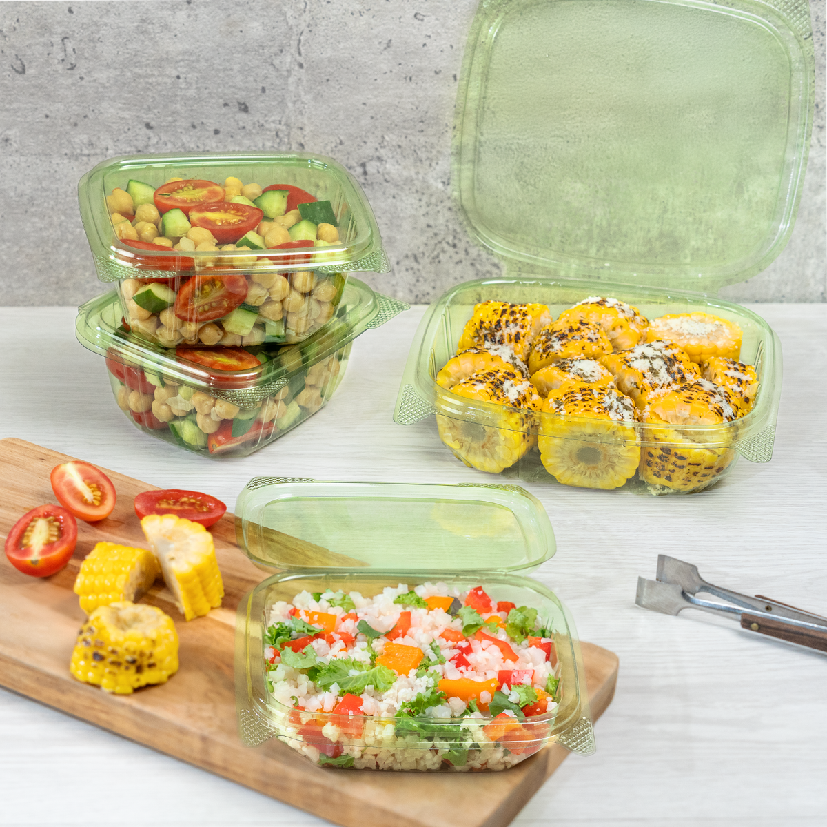 Karat Earth 24oz PLA Hinged Deli Container, Green — 200 pcs — product photo 4