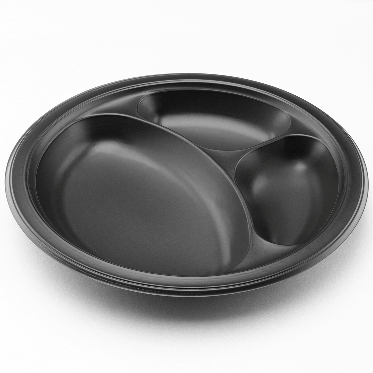 Karat Earth 3 Compartments, 10.25" Mineral Filled PP Round Plates, Black — 500 pcs — product photo 2
