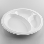 Karat Earth 3 Compartments, 10.25" Mineral Filled PP Round Plates, White — 500 pcs — product photo 7