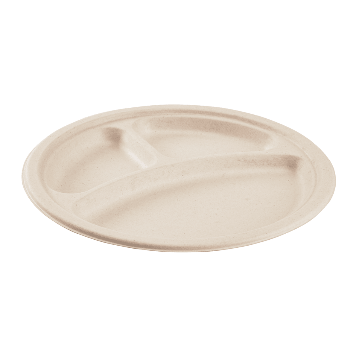 Karat Earth 3 Compartments, 10'' Molded Fiber Round Plates, PFAS Free, Natural — 500 pcs — product photo 2