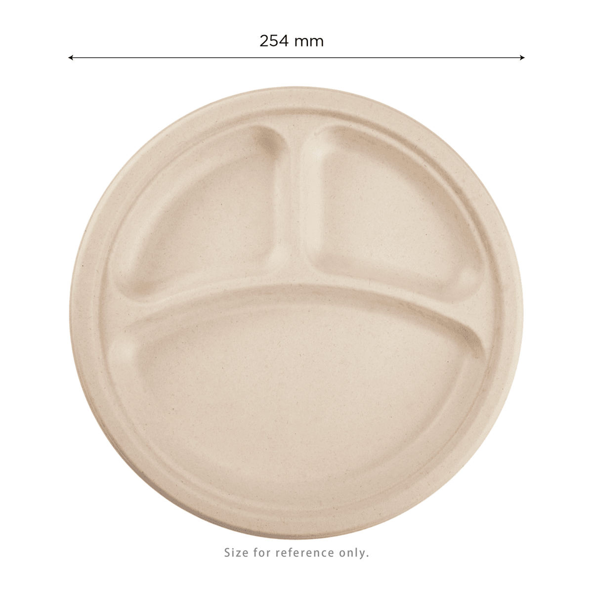 Karat Earth 3 Compartments, 10'' Molded Fiber Round Plates, PFAS Free, Natural — 500 pcs — product photo 5
