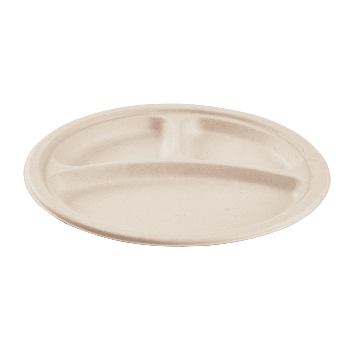 Karat Earth 3 Compartments, 10'' Molded Fiber Round Plates, PFAS Free, Natural — 500 pcs — product photo 7