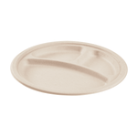 Karat Earth 3 Compartments, 10'' Molded Fiber Round Plates, PFAS Free, Natural — 500 pcs — product photo 8