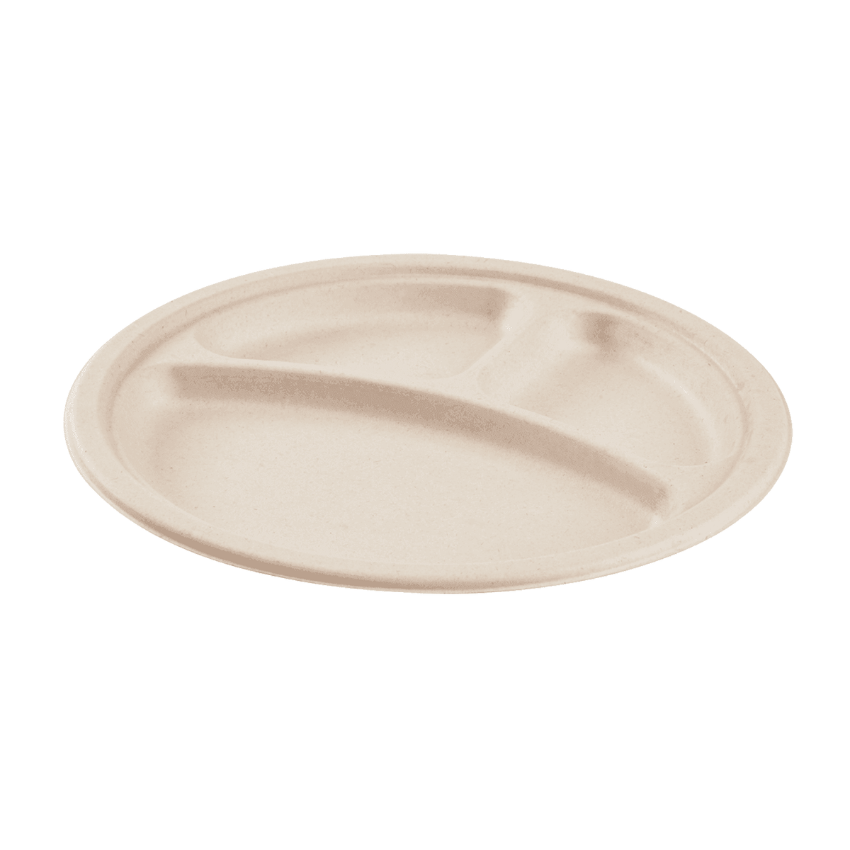 Karat Earth 3 Compartments, 10'' Molded Fiber Round Plates, PFAS Free, Natural — 500 pcs — product photo 8