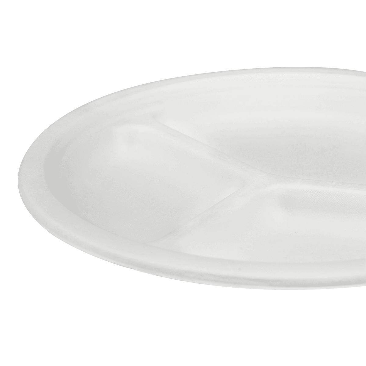 Karat Earth 3 Compartments, 10'' Molded Fiber Round Plates, PFAS Free, White — 500 pcs — product photo 6