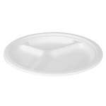 Karat Earth 3 Compartments, 10'' Molded Fiber Round Plates, PFAS Free, White — 500 pcs — product photo 7