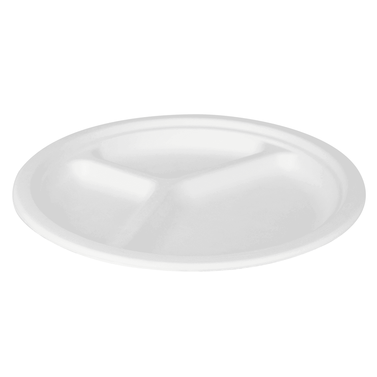 Karat Earth 3 Compartments, 10'' Molded Fiber Round Plates, PFAS Free, White — 500 pcs — product photo 7