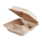 Karat Earth 3 Compartments, 8''x8'' Molded Fiber Hinged Containers, PFAS Free, Natural — 200 pcs — product photo 2