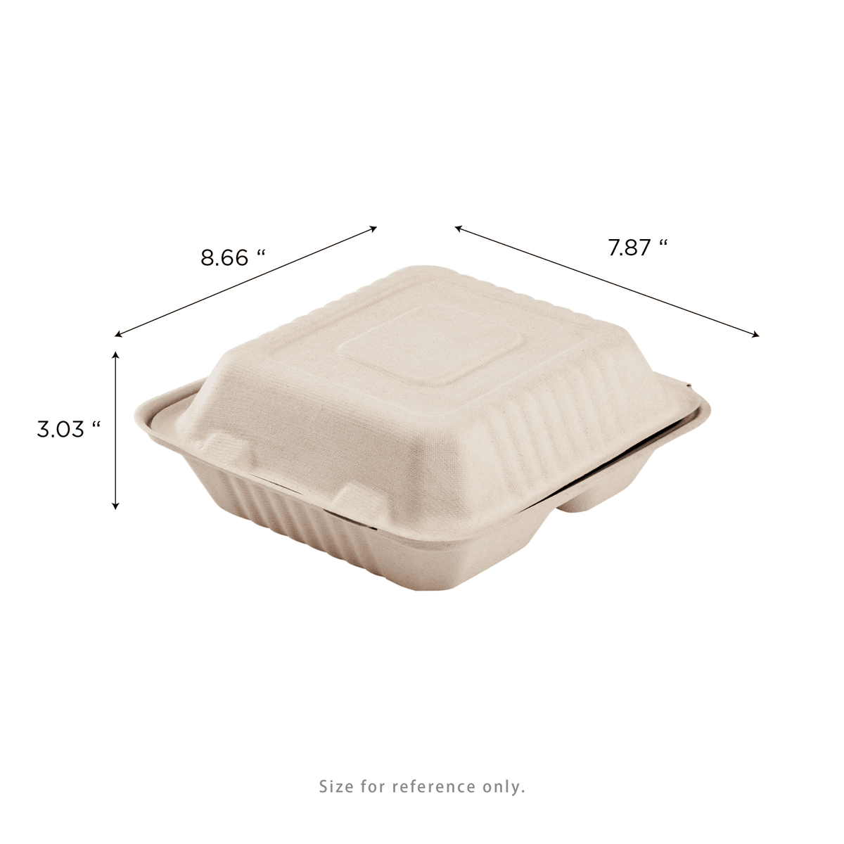 Karat Earth 3 Compartments, 8''x8'' Molded Fiber Hinged Containers, PFAS Free, Natural — 200 pcs — product photo 3