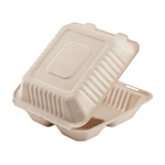 Karat Earth 3 Compartments, 8''x8'' Molded Fiber Hinged Containers, PFAS Free, Natural — 200 pcs — product photo 4