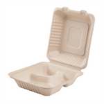 Karat Earth 3 Compartments, 8''x8'' Molded Fiber Hinged Containers, PFAS Free, Natural — 200 pcs — product photo 5