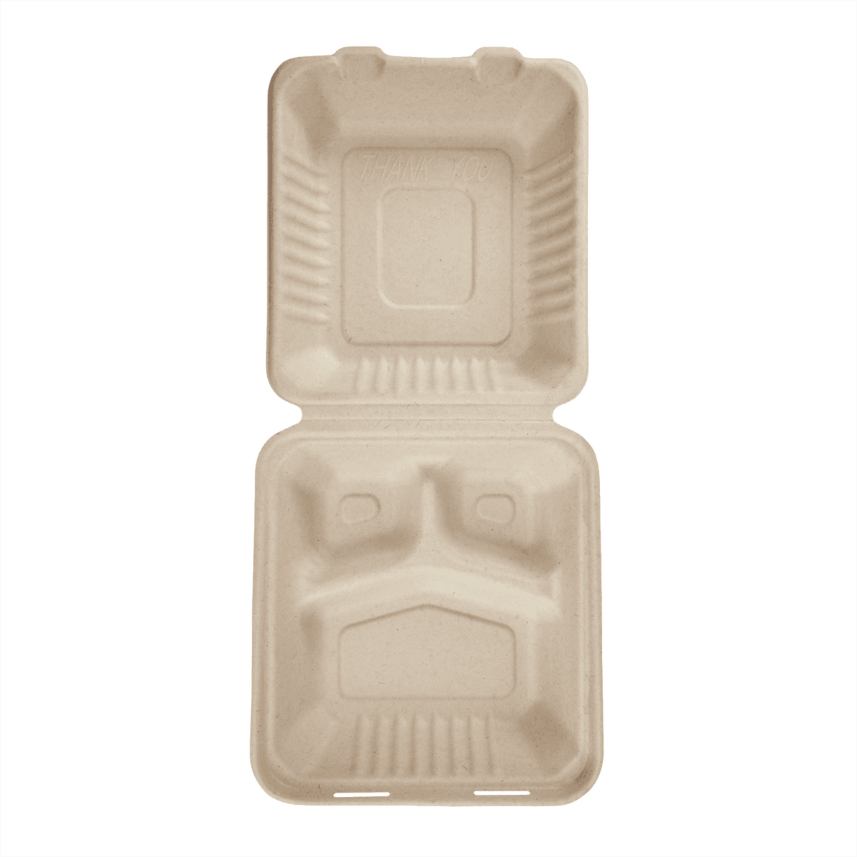 Karat Earth 3 Compartments, 8''x8'' Molded Fiber Hinged Containers, PFAS Free, Natural — 200 pcs — product photo 6
