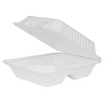 Karat Earth 3 Compartments, 8''x8'' Molded Fiber Hinged Containers, PFAS Free, White — 200 pcs — product photo 2