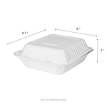 Karat Earth 3 Compartments, 8''x8'' Molded Fiber Hinged Containers, PFAS Free, White — 200 pcs — product photo 3