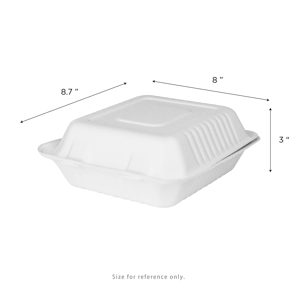 Karat Earth 3 Compartments, 8''x8'' Molded Fiber Hinged Containers, PFAS Free, White — 200 pcs — product photo 3