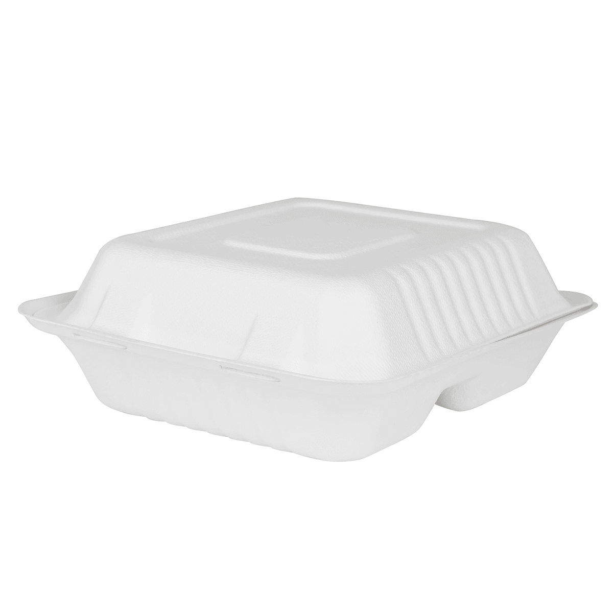 Karat Earth 3 Compartments, 8''x8'' Molded Fiber Hinged Containers, PFAS Free, White — 200 pcs — product photo 4