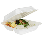 Karat Earth 3 Compartments, 8''x8'' Molded Fiber Hinged Containers, PFAS Free, White — 200 pcs — product photo 9