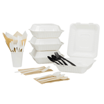 Karat Earth 3 Compartments, 8''x8'' Molded Fiber Hinged Containers, PFAS Free, White — 200 pcs — product photo 10