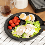 Karat Earth 3 Compartments, 9" Mineral Filled PP Round Plates, Black — 500 pcs