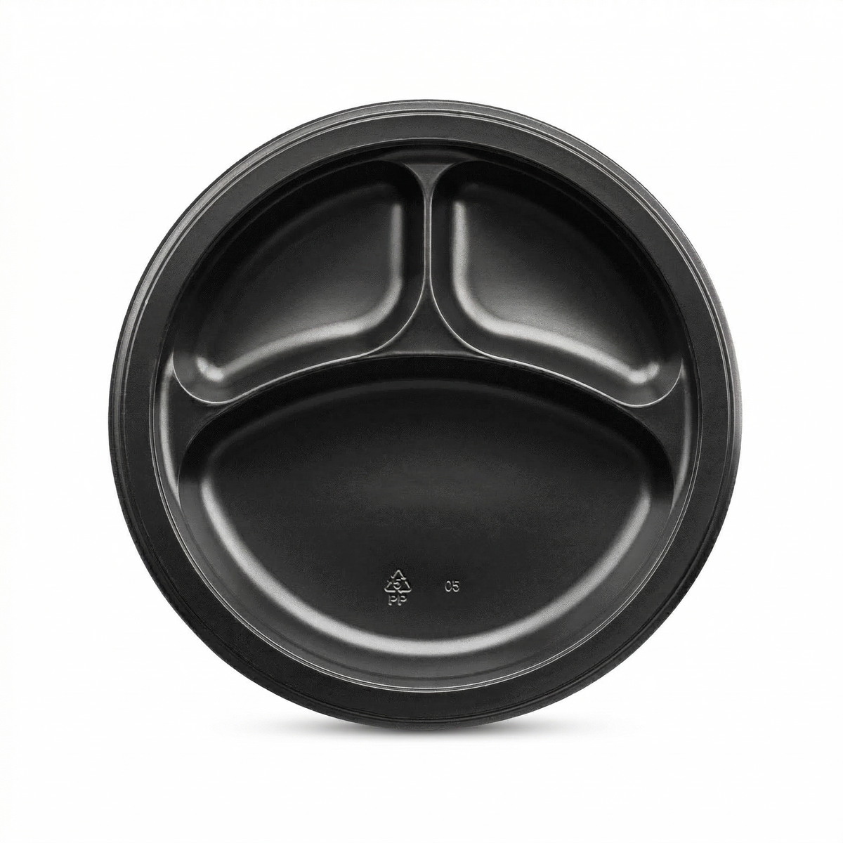 Karat Earth 3 Compartments, 9" Mineral Filled PP Round Plates, Black — 500 pcs — product photo 2