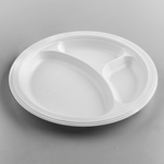Karat Earth 3 Compartments, 9" Mineral Filled PP Round Plates, White — 500 pcs — product photo 2
