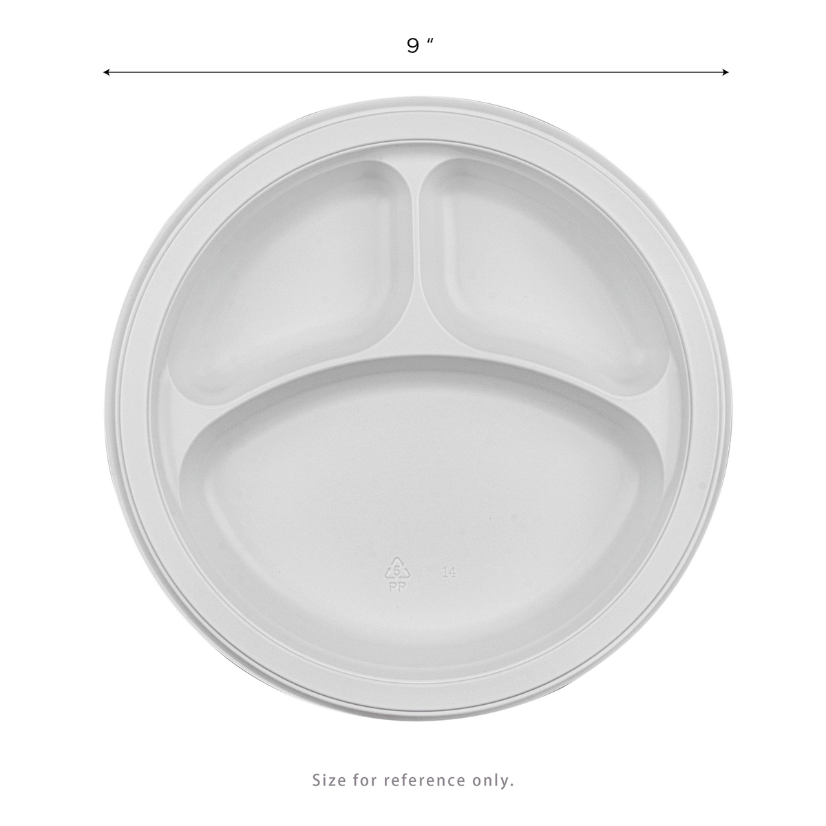 Karat Earth 3 Compartments, 9" Mineral Filled PP Round Plates, White — 500 pcs — product photo 5