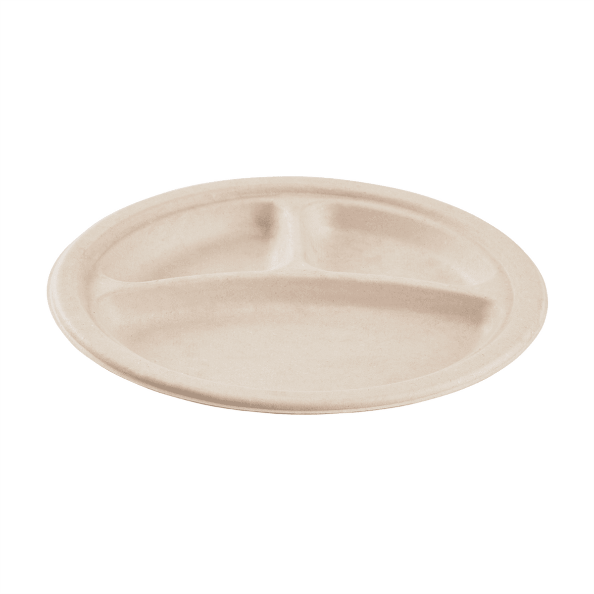 Karat Earth 3 Compartments, 9'' Molded Fiber Round Plates, PFAS Free, Natural — 500 pcs — product photo 2