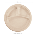 Karat Earth 3 Compartments, 9'' Molded Fiber Round Plates, PFAS Free, Natural — 500 pcs — product photo 3