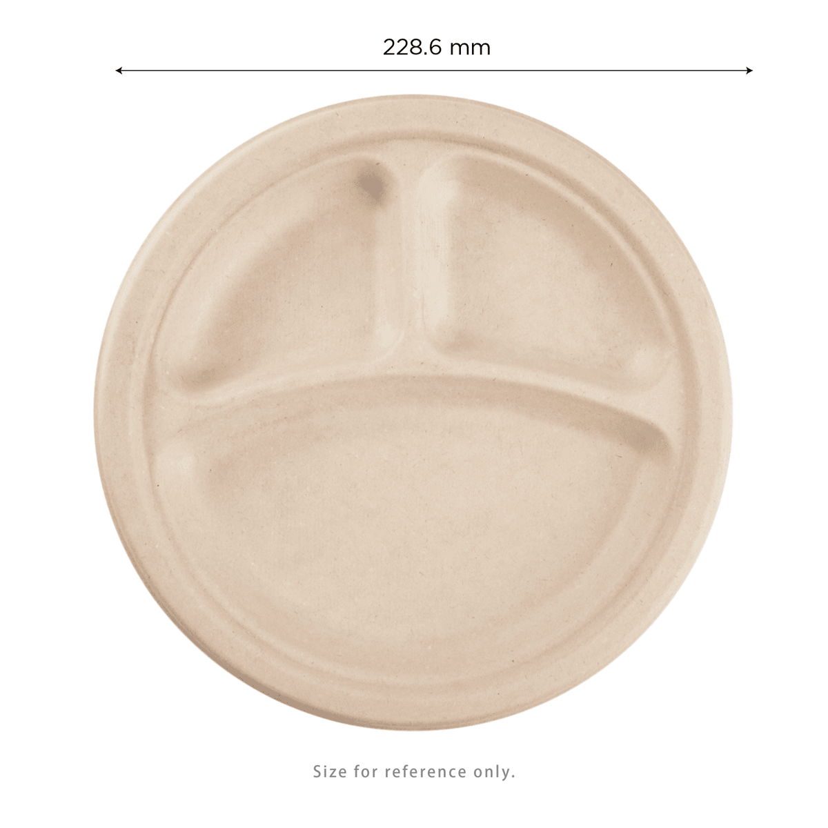 Karat Earth 3 Compartments, 9'' Molded Fiber Round Plates, PFAS Free, Natural — 500 pcs — product photo 3