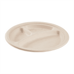 Karat Earth 3 Compartments, 9'' Molded Fiber Round Plates, PFAS Free, Natural — 500 pcs — product photo 5