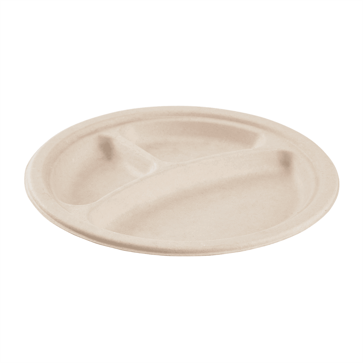 Karat Earth 3 Compartments, 9'' Molded Fiber Round Plates, PFAS Free, Natural — 500 pcs — product photo 5