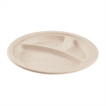 Karat Earth 3 Compartments, 9'' Molded Fiber Round Plates, PFAS Free, Natural — 500 pcs — product photo 6
